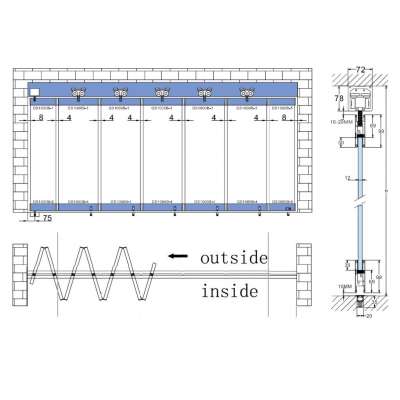 Customized design exterior frameless bi-fold glass folding door with hardware